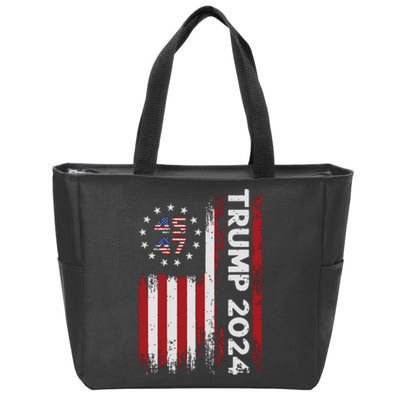 45 47 Trump 2024 American Flag Zip Tote Bag