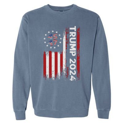 45 47 Trump 2024 American Flag Garment-Dyed Sweatshirt