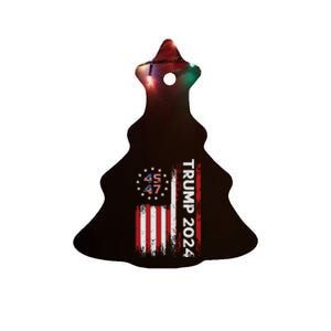 45 47 Trump 2024 American Flag Ceramic Tree Ornament