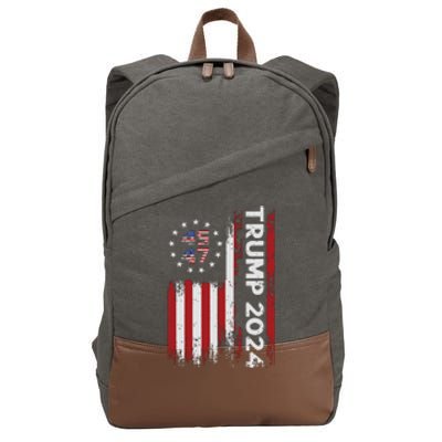 45 47 Trump 2024 American Flag Cotton Canvas Backpack