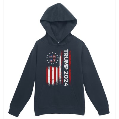 45 47 Trump 2024 American Flag Urban Pullover Hoodie