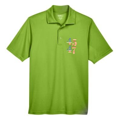 45 47 Trump 2024 Vintage Flag Support Trump 45 47 Men's Origin Performance Piqué Polo