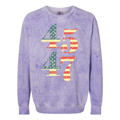 45 47 Trump 2024 Vintage Flag Support Trump 45 47 Colorblast Crewneck Sweatshirt