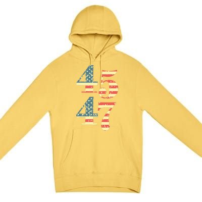 45 47 Trump 2024 Vintage Flag Support Trump 45 47 Premium Pullover Hoodie