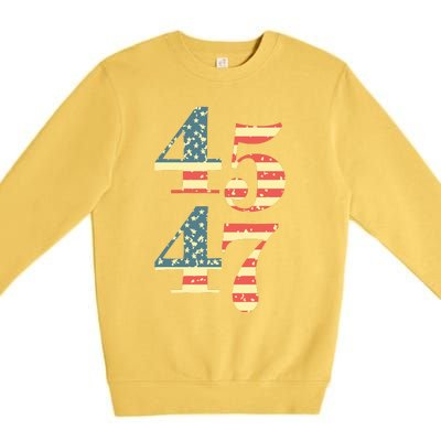 45 47 Trump 2024 Vintage Flag Support Trump 45 47 Premium Crewneck Sweatshirt