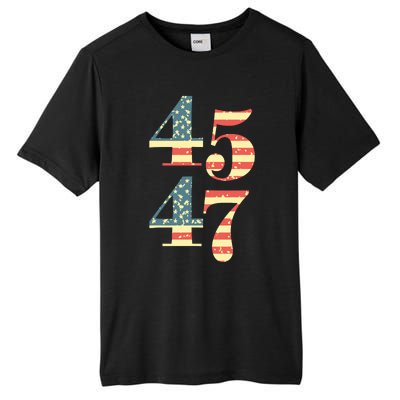 45 47 Trump 2024 Vintage Flag Support Trump 45 47 Tall Fusion ChromaSoft Performance T-Shirt