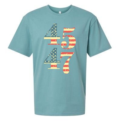 45 47 Trump 2024 Vintage Flag Support Trump 45 47 Sueded Cloud Jersey T-Shirt