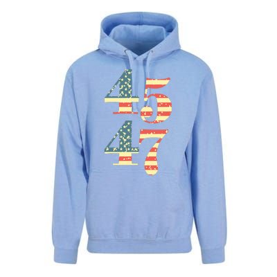 45 47 Trump 2024 Vintage Flag Support Trump 45 47 Unisex Surf Hoodie