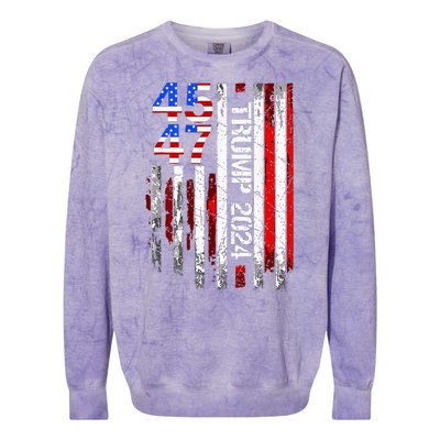 45 47 Trump 2024 American Flag Take America Back Colorblast Crewneck Sweatshirt