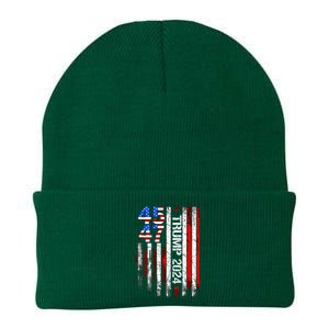 45 47 Trump 2024 American Flag Take America Back Knit Cap Winter Beanie