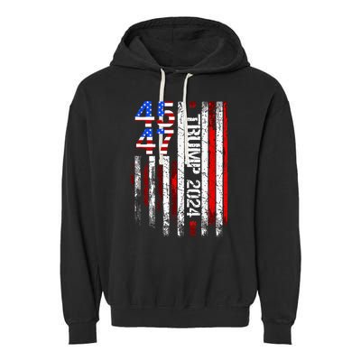 45 47 Trump 2024 American Flag Take America Back Garment-Dyed Fleece Hoodie