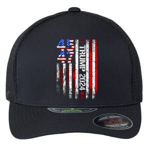 45 47 Trump 2024 American Flag Take America Back Flexfit Unipanel Trucker Cap