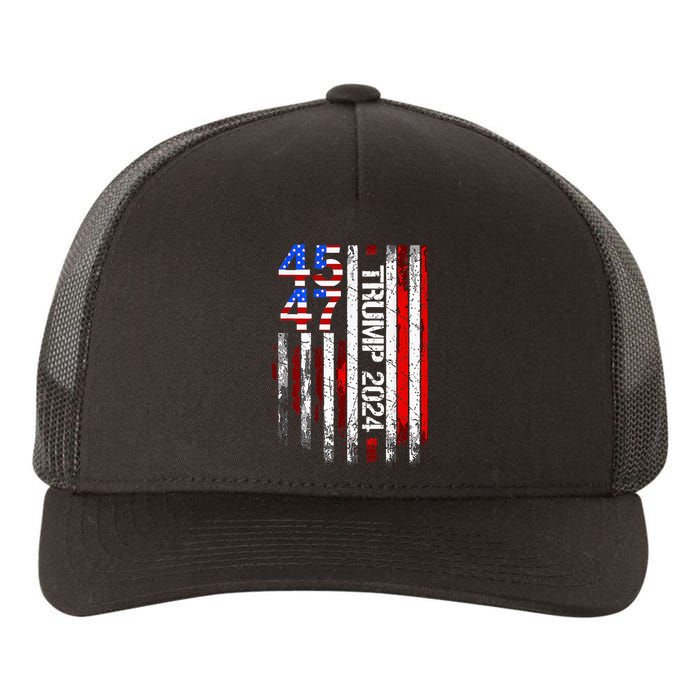 45 47 Trump 2024 American Flag Take America Back Yupoong Adult 5-Panel Trucker Hat