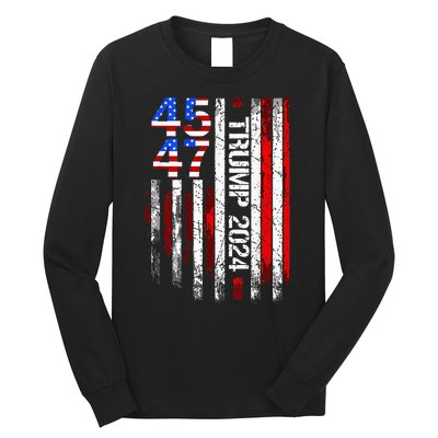 45 47 Trump 2024 American Flag Take America Back Long Sleeve Shirt