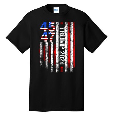 45 47 Trump 2024 American Flag Take America Back Tall T-Shirt