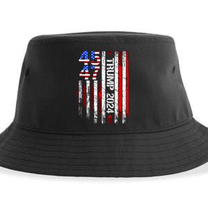 45 47 Trump 2024 American Flag Take America Back Sustainable Bucket Hat