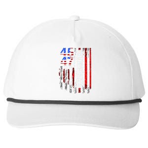 45 47 Trump 2024 American Flag Take America Back Snapback Five-Panel Rope Hat