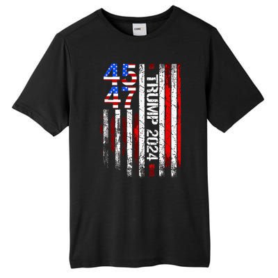 45 47 Trump 2024 American Flag Take America Back Tall Fusion ChromaSoft Performance T-Shirt