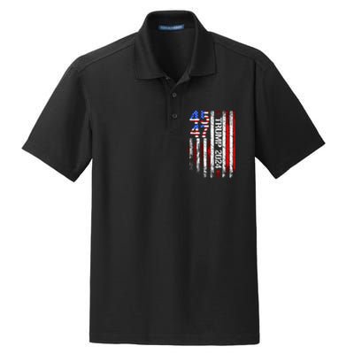 45 47 Trump 2024 American Flag Take America Back Dry Zone Grid Polo