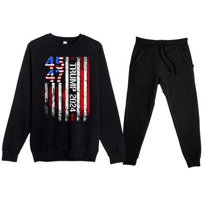 45 47 Trump 2024 American Flag Take America Back Premium Crewneck Sweatsuit Set