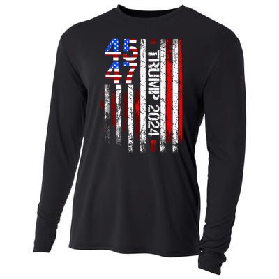 45 47 Trump 2024 American Flag Take America Back Cooling Performance Long Sleeve Crew