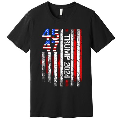 45 47 Trump 2024 American Flag Take America Back Premium T-Shirt