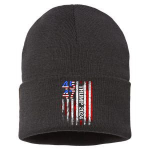 45 47 Trump 2024 American Flag Take America Back Sustainable Knit Beanie