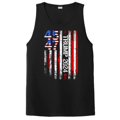 45 47 Trump 2024 American Flag Take America Back PosiCharge Competitor Tank