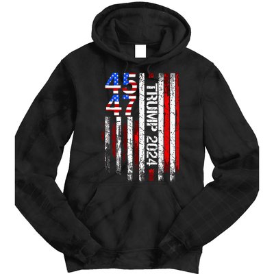 45 47 Trump 2024 American Flag Take America Back Tie Dye Hoodie