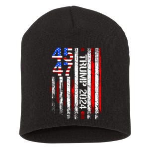 45 47 Trump 2024 American Flag Take America Back Short Acrylic Beanie