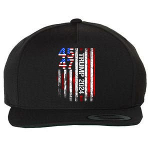 45 47 Trump 2024 American Flag Take America Back Wool Snapback Cap