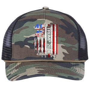 45 47 Trump 2024 American Flag Take America Back Retro Rope Trucker Hat Cap