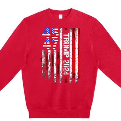 45 47 Trump 2024 American Flag Take America Back Premium Crewneck Sweatshirt