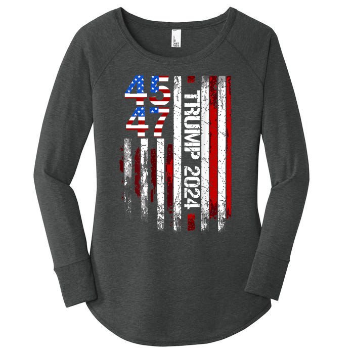 45 47 Trump 2024 American Flag Women's Perfect Tri Tunic Long Sleeve Shirt