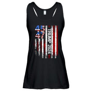 45 47 Trump 2024 American Flag Ladies Essential Flowy Tank