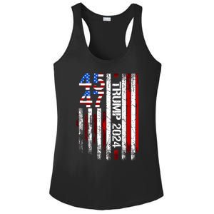 45 47 Trump 2024 American Flag Ladies PosiCharge Competitor Racerback Tank