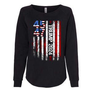 45 47 Trump 2024 American Flag Womens California Wash Sweatshirt