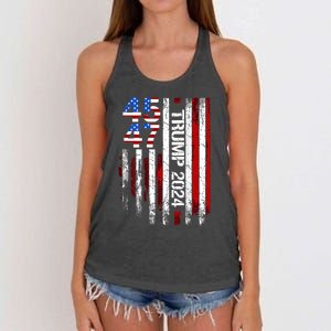 45 47 Trump 2024 American Flag Women's Knotted Racerback Tank