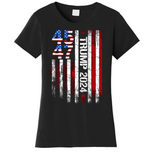 45 47 Trump 2024 American Flag Women's T-Shirt