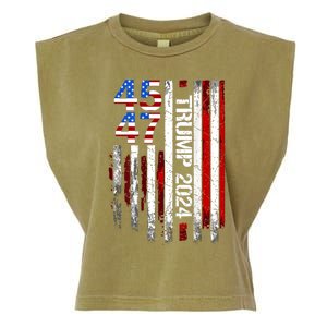 45 47 Trump 2024 American Flag Garment-Dyed Women's Muscle Tee