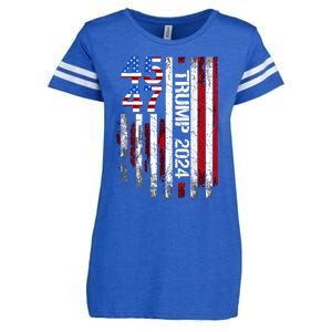 45 47 Trump 2024 American Flag Enza Ladies Jersey Football T-Shirt