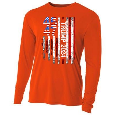 45 47 Trump 2024 American Flag Cooling Performance Long Sleeve Crew