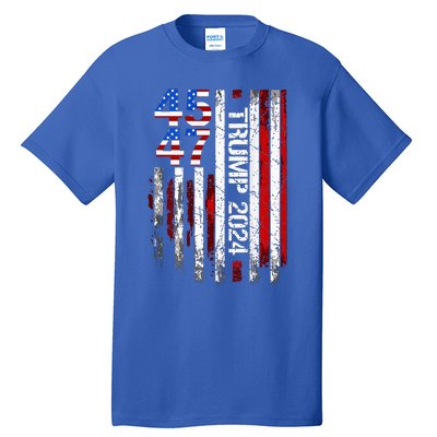 45 47 Trump 2024 American Flag Tall T-Shirt