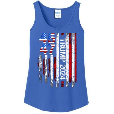 45 47 Trump 2024 American Flag Ladies Essential Tank