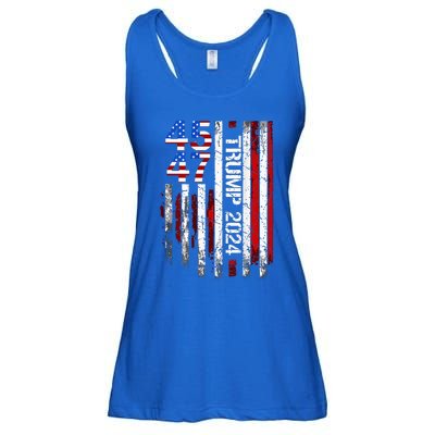 45 47 Trump 2024 American Flag Ladies Essential Flowy Tank