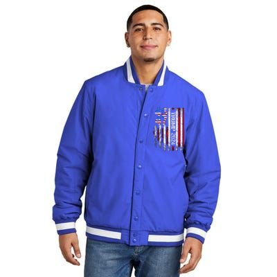 45 47 Trump 2024 American Flag Insulated Varsity Jacket