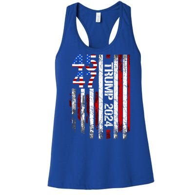 45 47 Trump 2024 American Flag Women's Racerback Tank