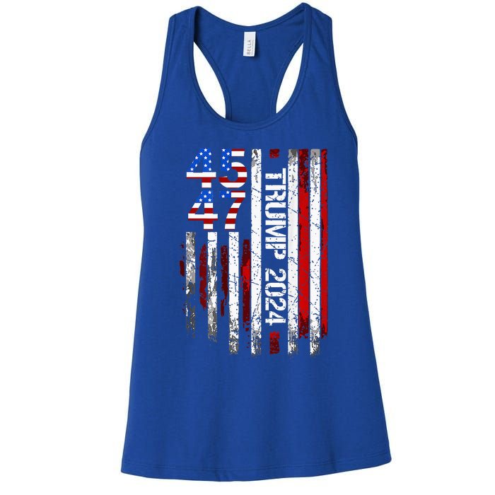 45 47 Trump 2024 American Flag Women's Racerback Tank