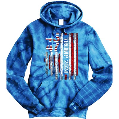 45 47 Trump 2024 American Flag Tie Dye Hoodie