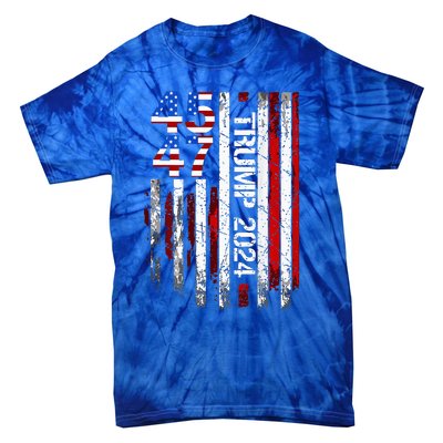 45 47 Trump 2024 American Flag Tie-Dye T-Shirt